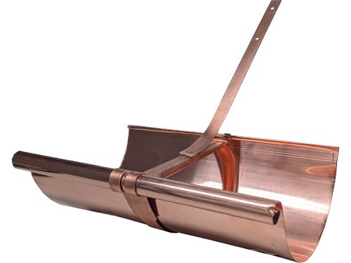 Half Round Copper Rival Hanger attached to Half Round Gutter | Gutter Hangers