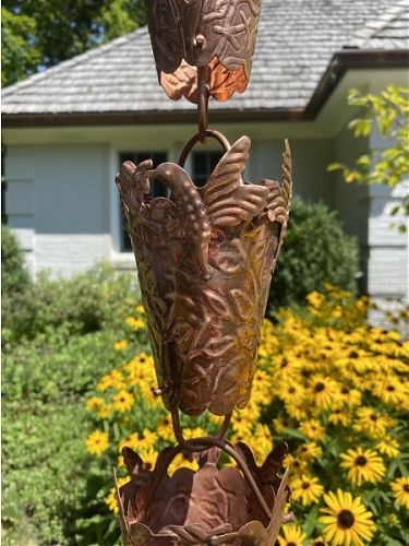 Hummingbird Cups Rain Chain | Copper Rain Chain