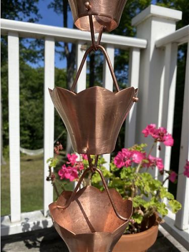 Star Flower Cups Rain Chain | Copper Rain Chain