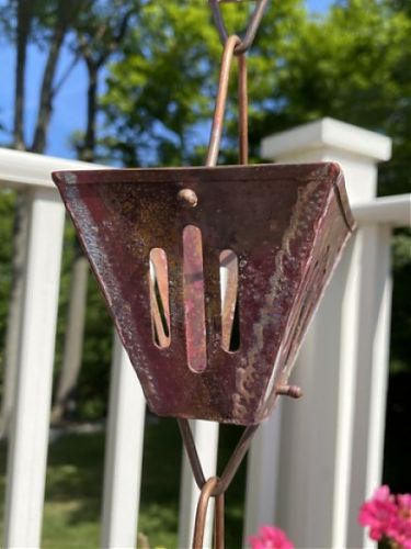 XL Slotted Square Cups Rain Chain | Copper Rain Chain