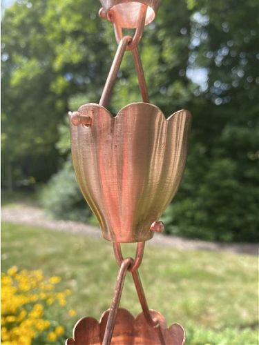 Fluted Cups Rain Chain | Copper Rain Chain