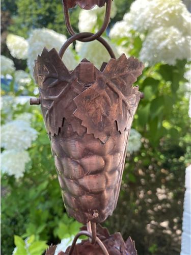 Grape & Leaf Cup Rain Chain | Copper Rain Chain