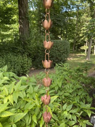 Lily Flower Cups Rain Chain - Copper Rain Chain